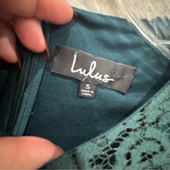 Lulus Favorite Flair Forest Green Lace Flounce Sleeve Dress ❤️ - Picture 3 of 7